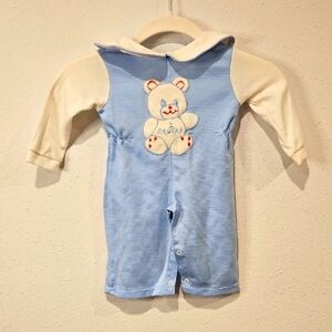 Adorable Tiny Tots Original Vintage Baby One Piece Bear Squeaks Sz. 6-9 Mo.